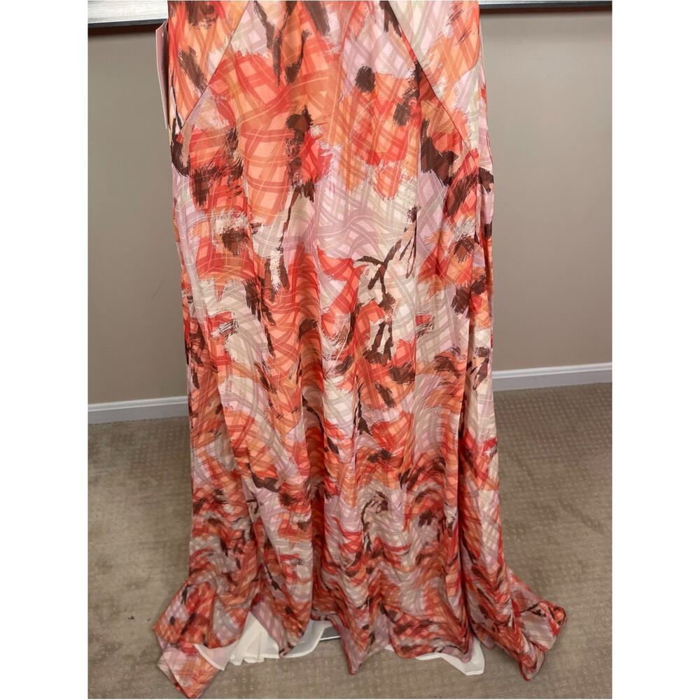 SAU LEE Calista Floral Plunging V Neckline Orange Maxi Dress Size 2 - Picture 6 of 9